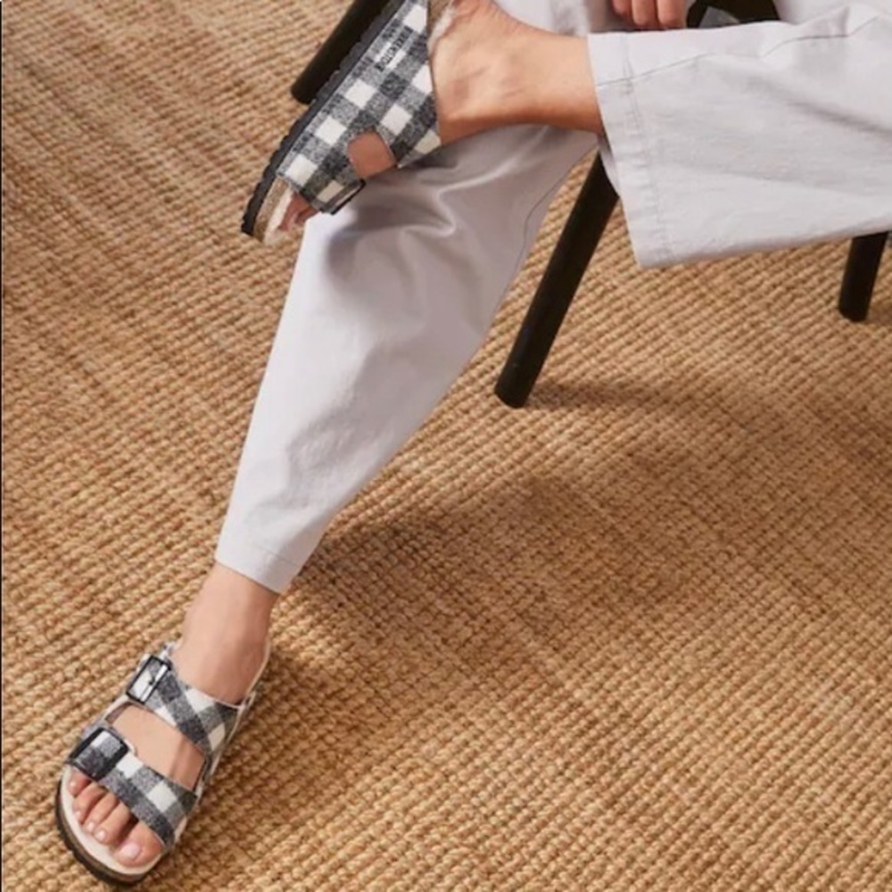 New Arizona Plaid Shearling Birkenstock Sandals women size 37
